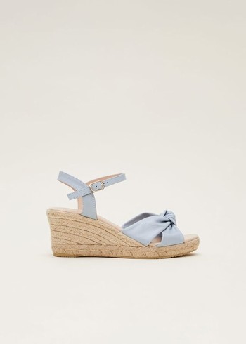 Phase Eight Leather Knot Front Espadrilles Heels Blue Canada | PORZWL-351